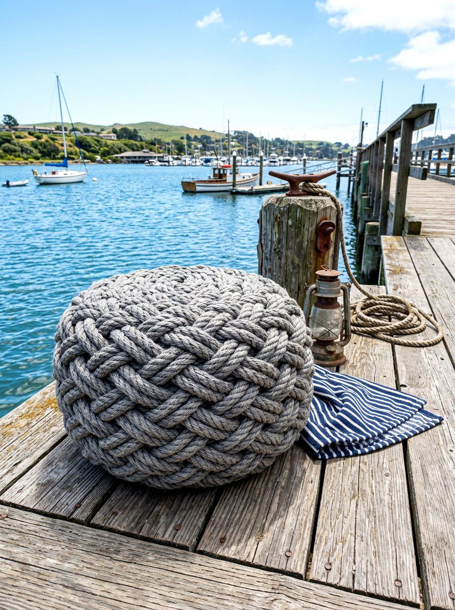 Braided Rope Pouf - 30 outdoor pouf lounge ideas