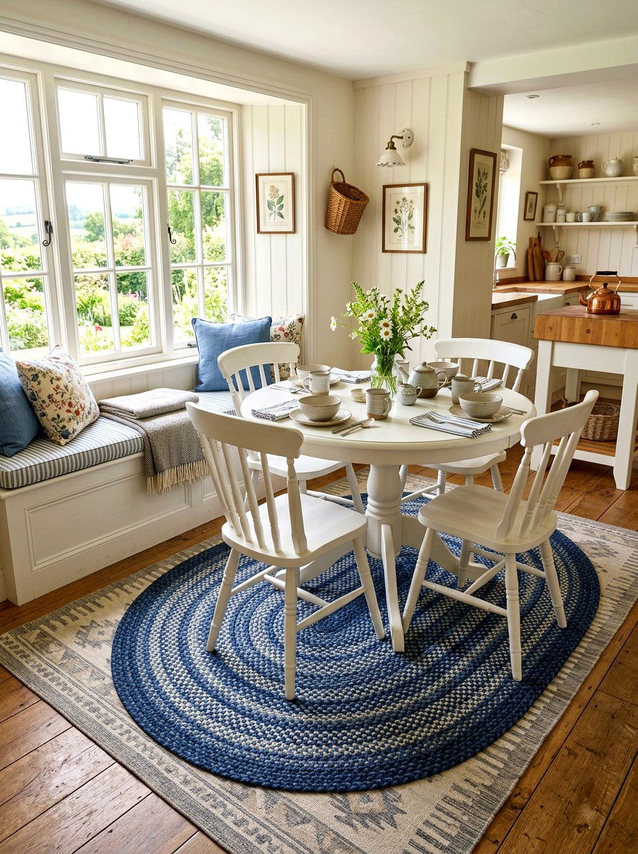 Braided Rug With Patterned Rug - 30 layered rug ideas