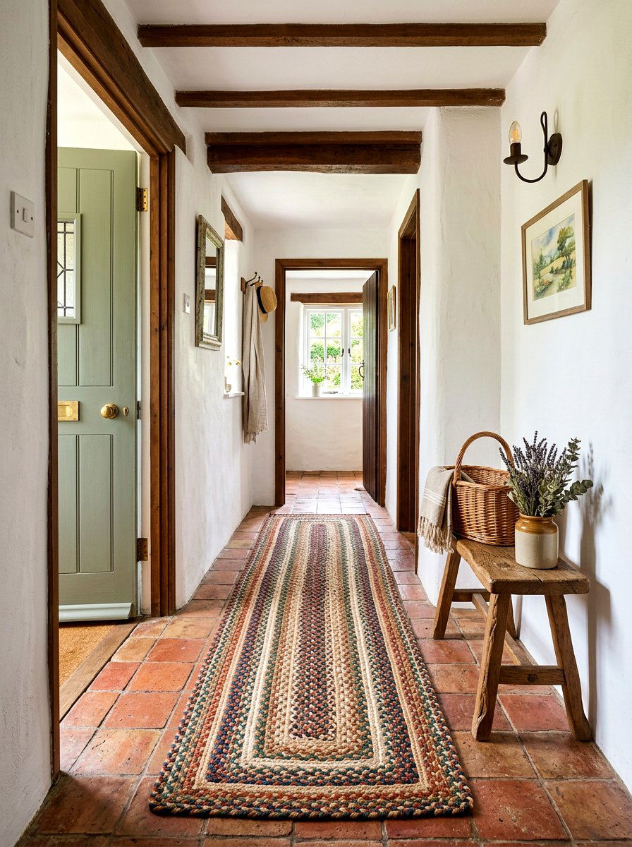Braided hallway runner - 30 narrow hallway runner ideas