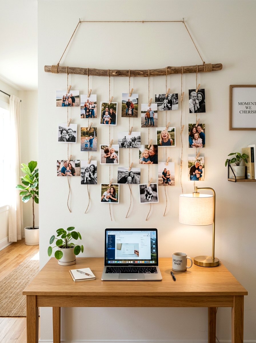 Branch Photo Hanging Display - 30 branch decor ideas