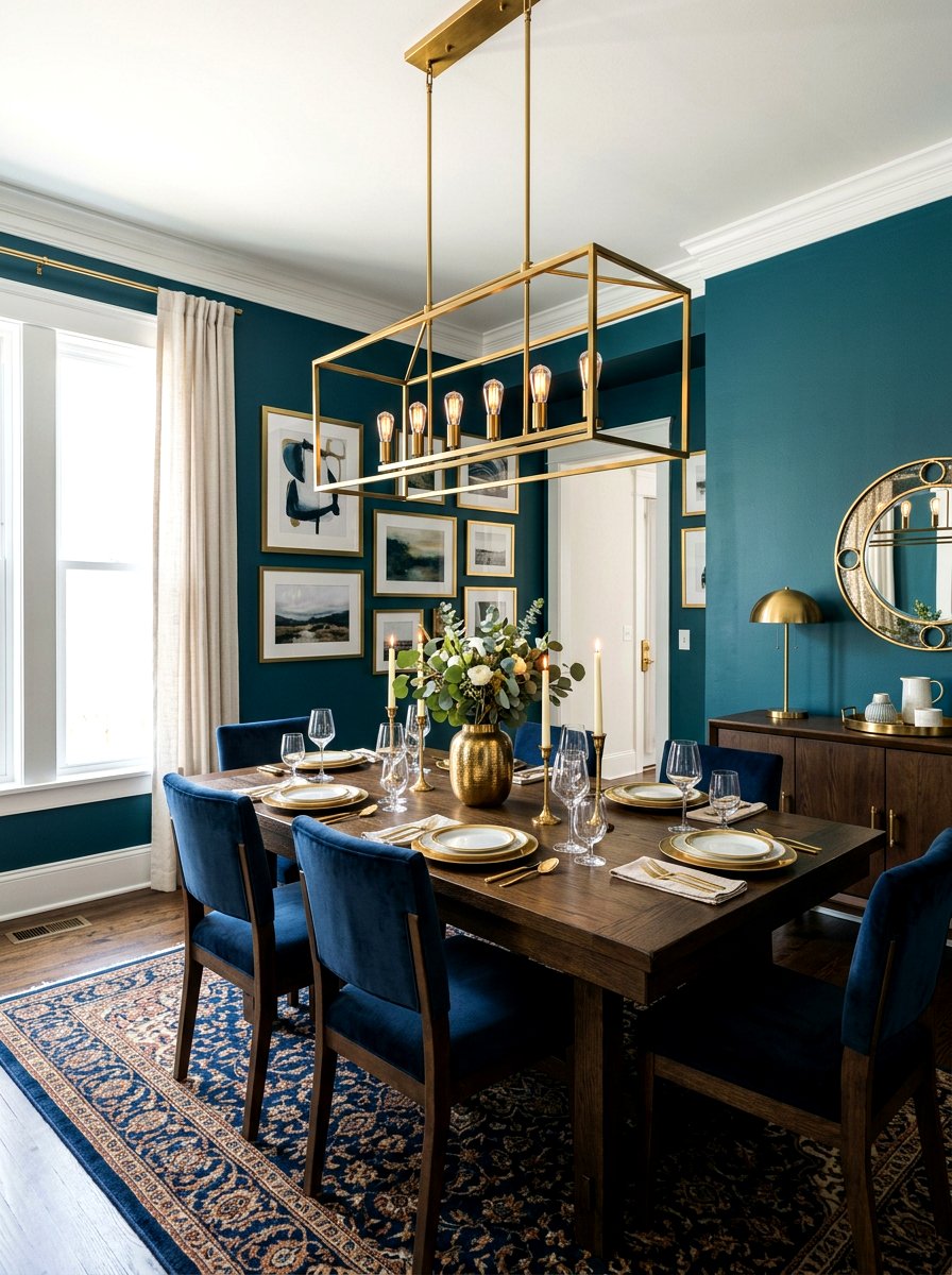 Brass Accent Dining Room - 30 moody dining room ideas