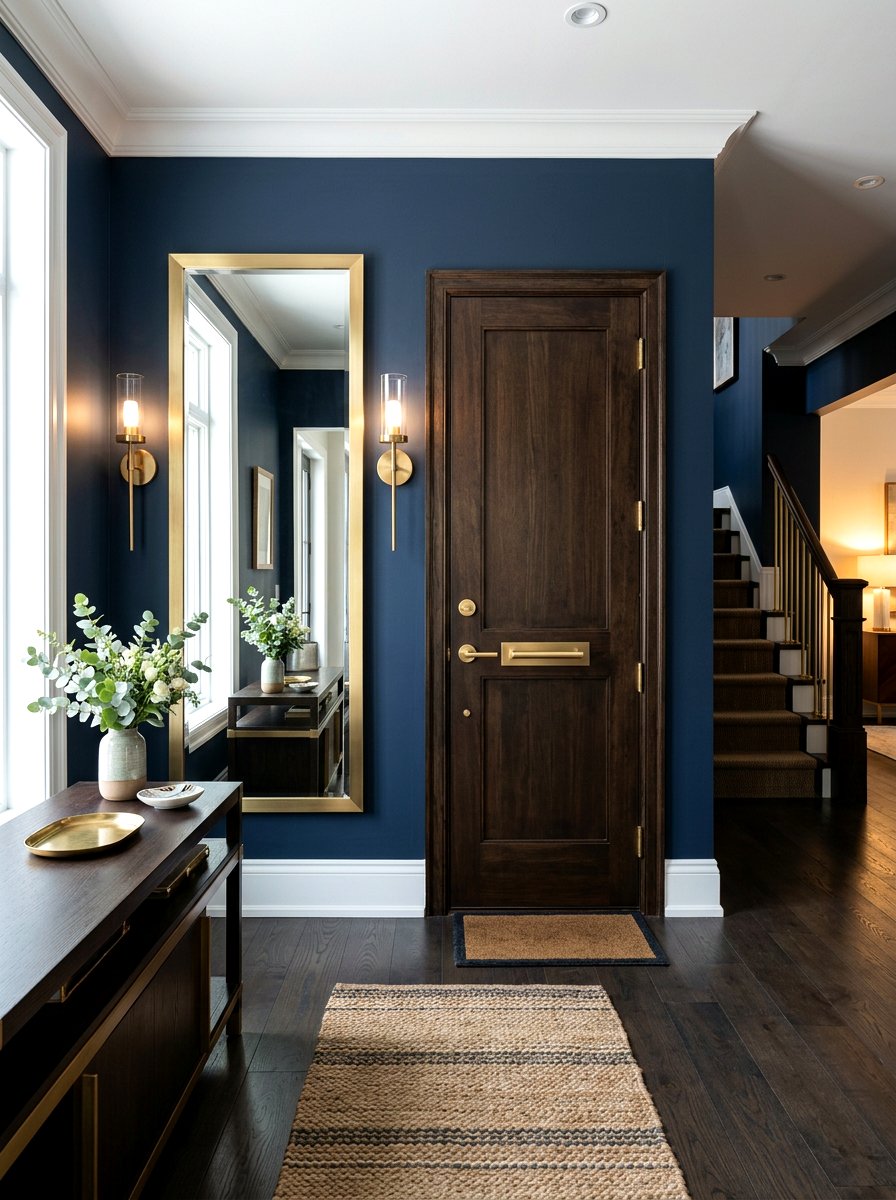 Brass Accent Entrance - 30 quiet luxury entryway ideas