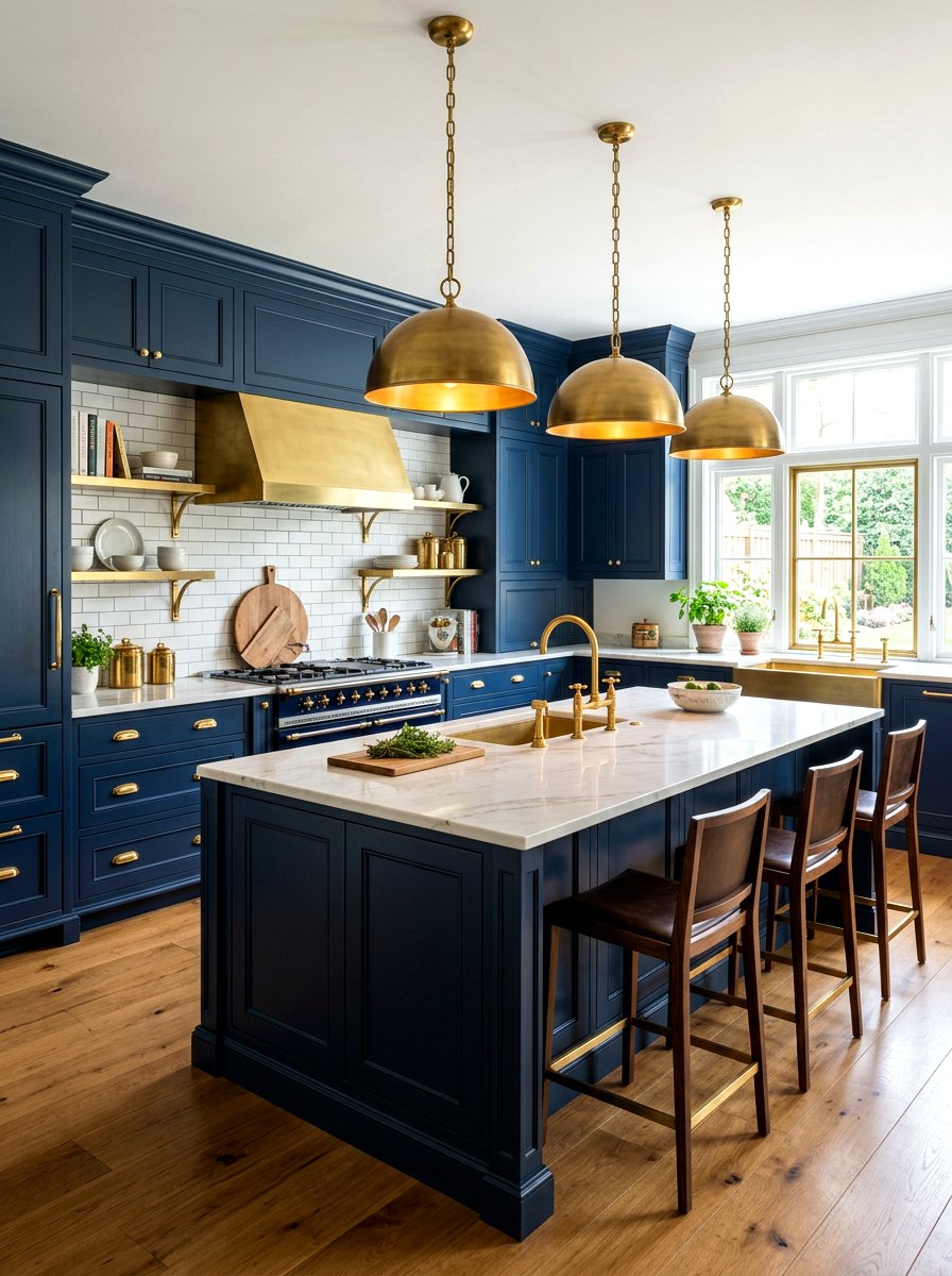 Brass Accent Kitchen - 30 vintage kitchen ideas