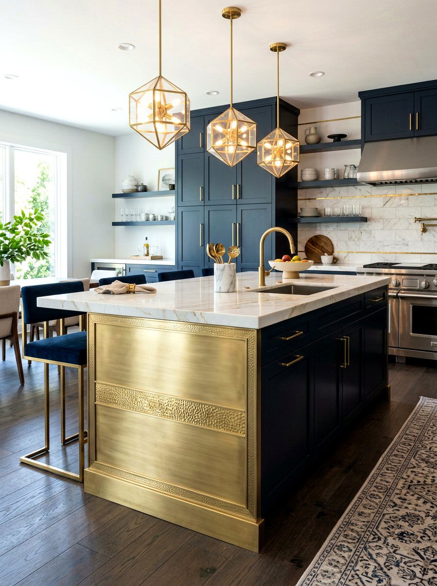 Brass Accent Kitchen Island - 30 kitchen island ideas