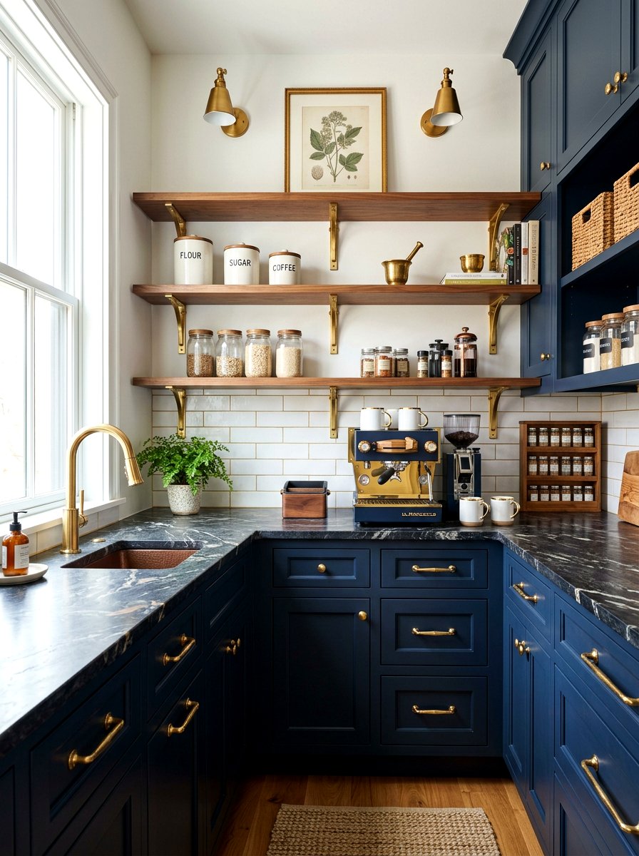 Brass Accent Pantry Coffee - 30 walk in pantry cafe ideas