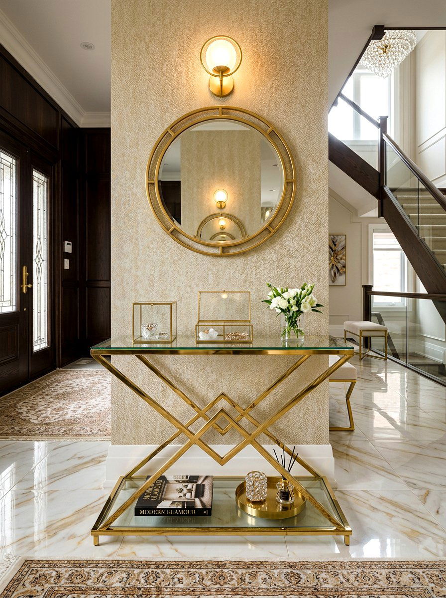 Brass Accent Table - 30 small foyer table ideas