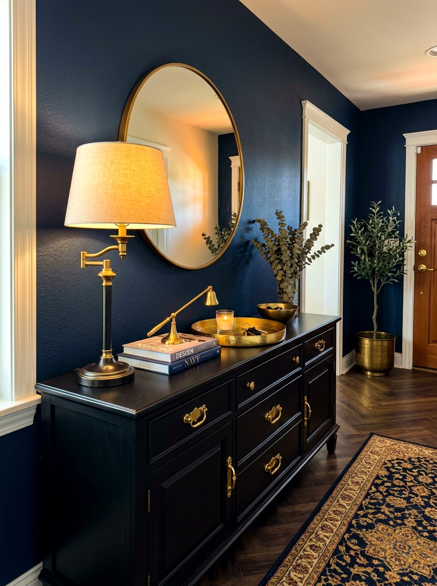 Brass Accents Entryway Table - 30 console table entry ideas