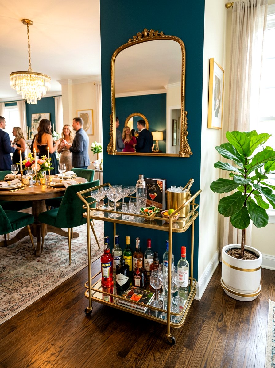 Brass Bar Cart - 30 brass decor ideas