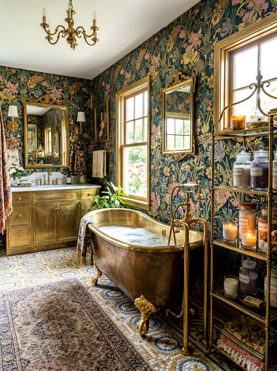 Brass Bathroom Decor - 30 metallic maximalist decor ideas