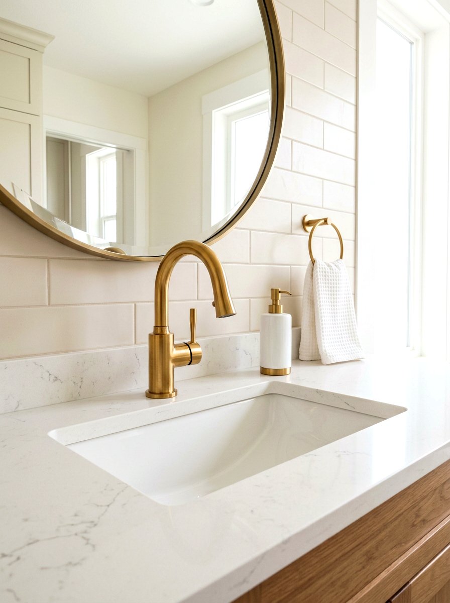 Brass Bathroom Faucet - 30 warm minimalist home ideas