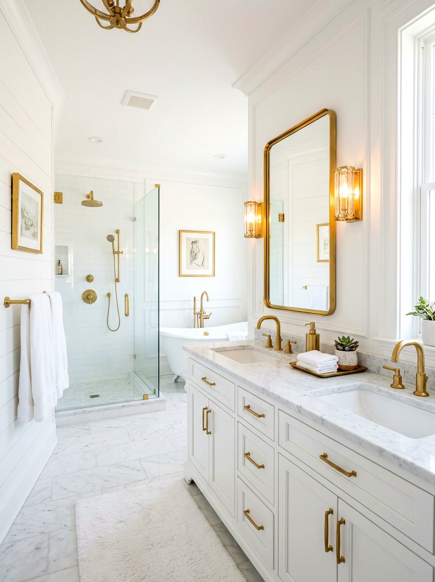 Brass Bathroom Fixtures - 30 farmhouse bathroom ideas
