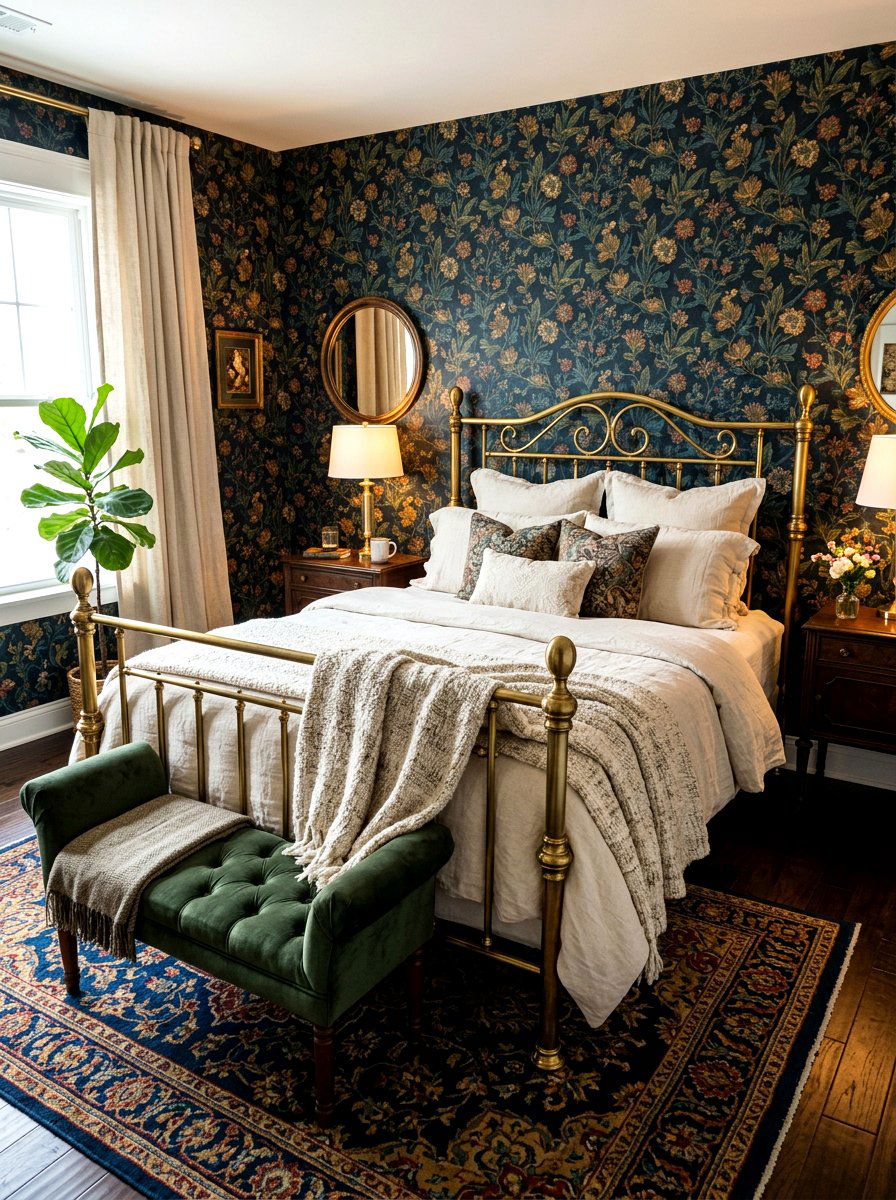 Brass Bed Frame - 30 cottagecore bedroom ideas