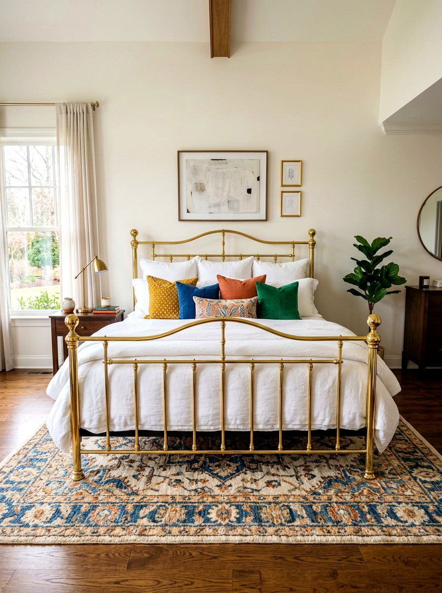 Brass Bed Frame - 30 English country bedroom decor ideas