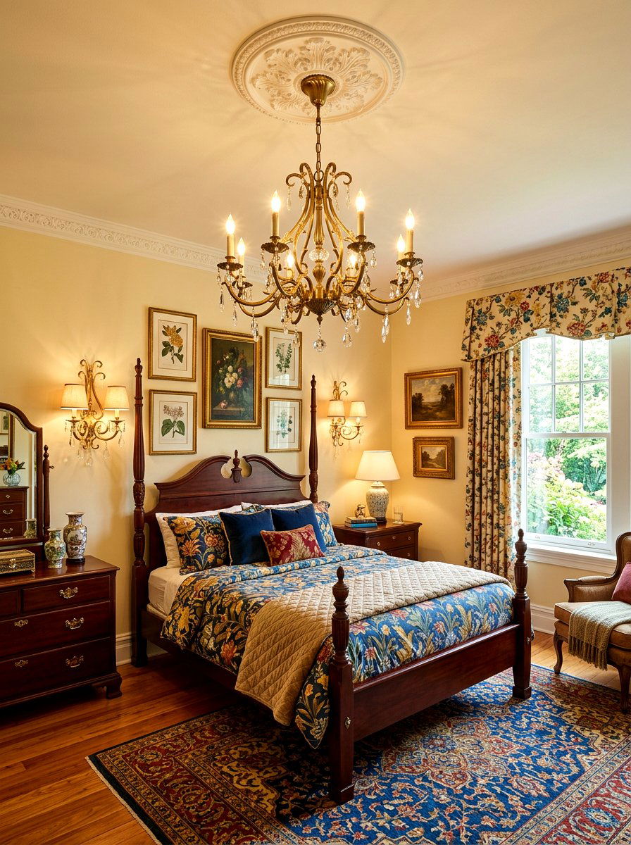 Brass Bedroom Lighting Fixture - 30 grandmillennial bedroom ideas