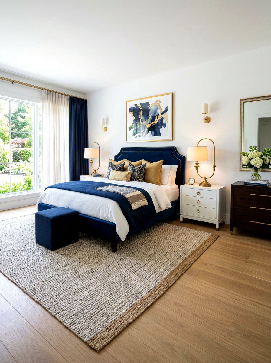 Brass Bedside Lamps - 30 Hamptons bedroom ideas