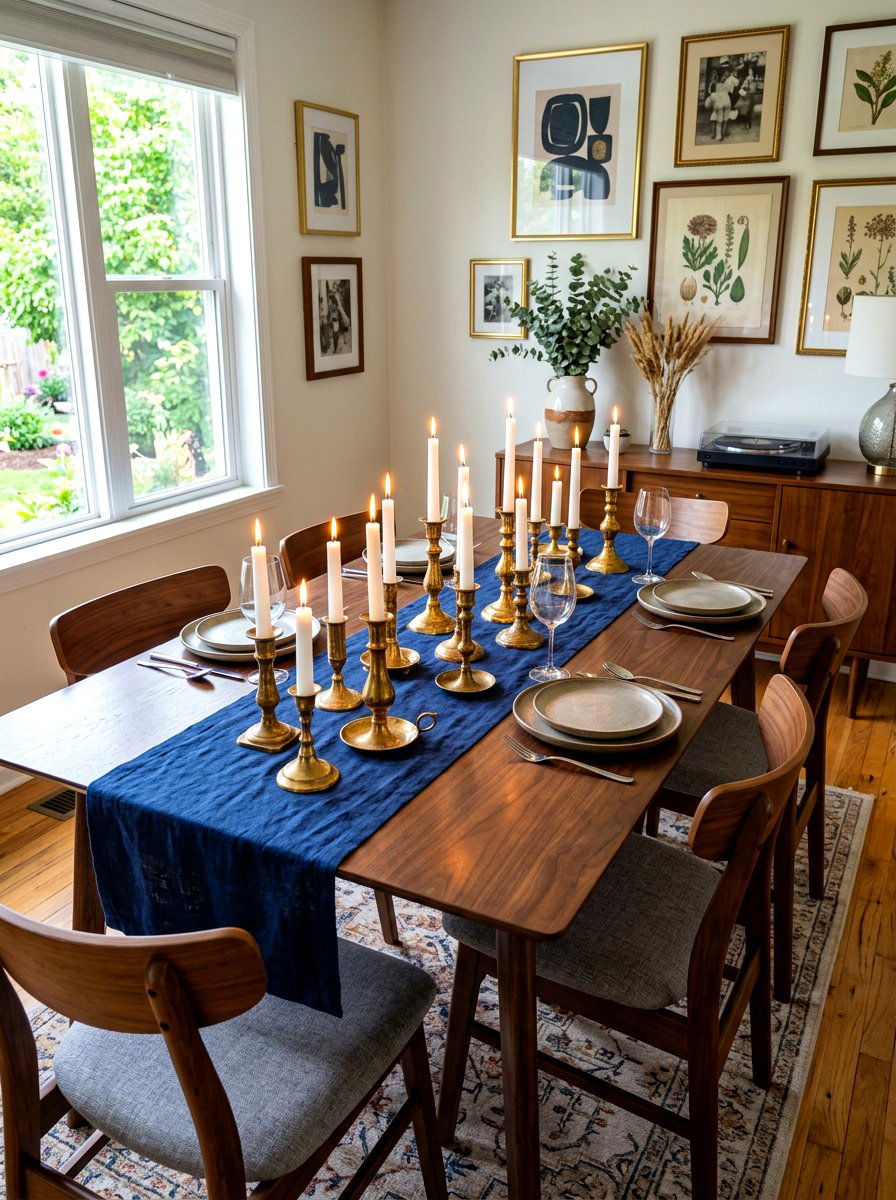 Brass Candle Holder - 30 winter dining table ideas