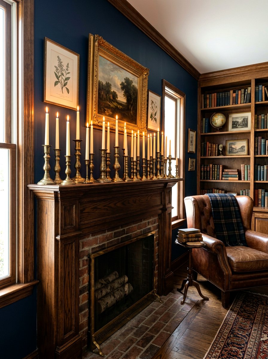 Brass Candlestick Collection - 30 vintage mantel styling ideas