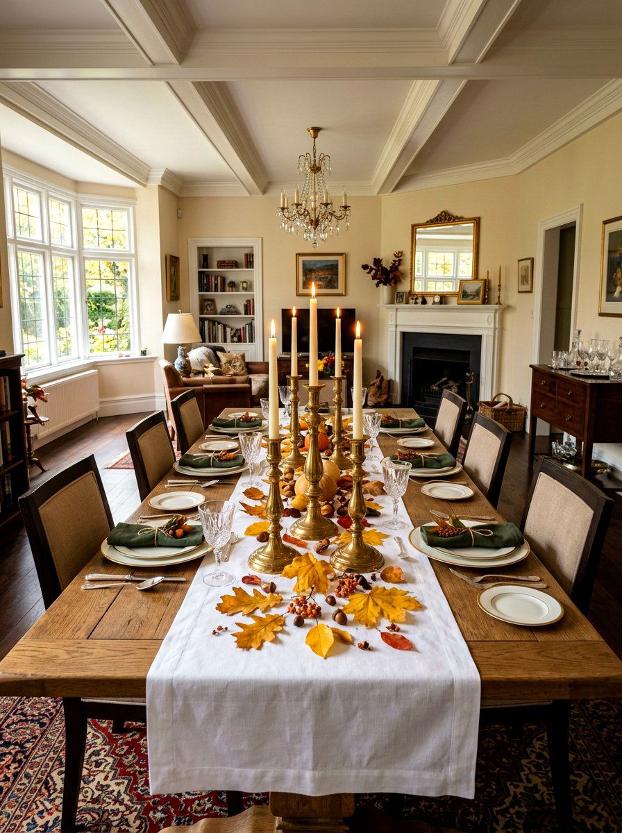 Brass Candlestick Display - 30 fall harvest table ideas