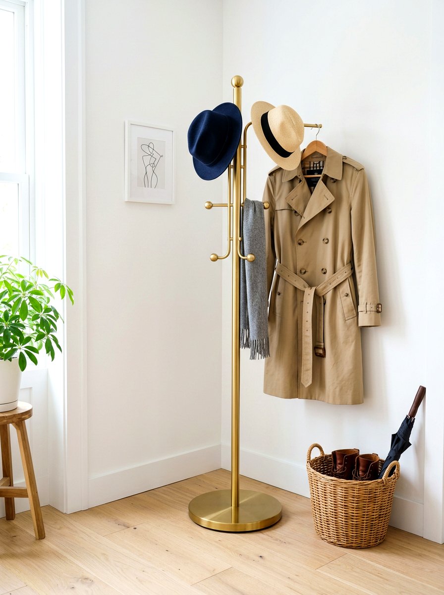 Brass Coat Rack - 30 front hallway decor ideas