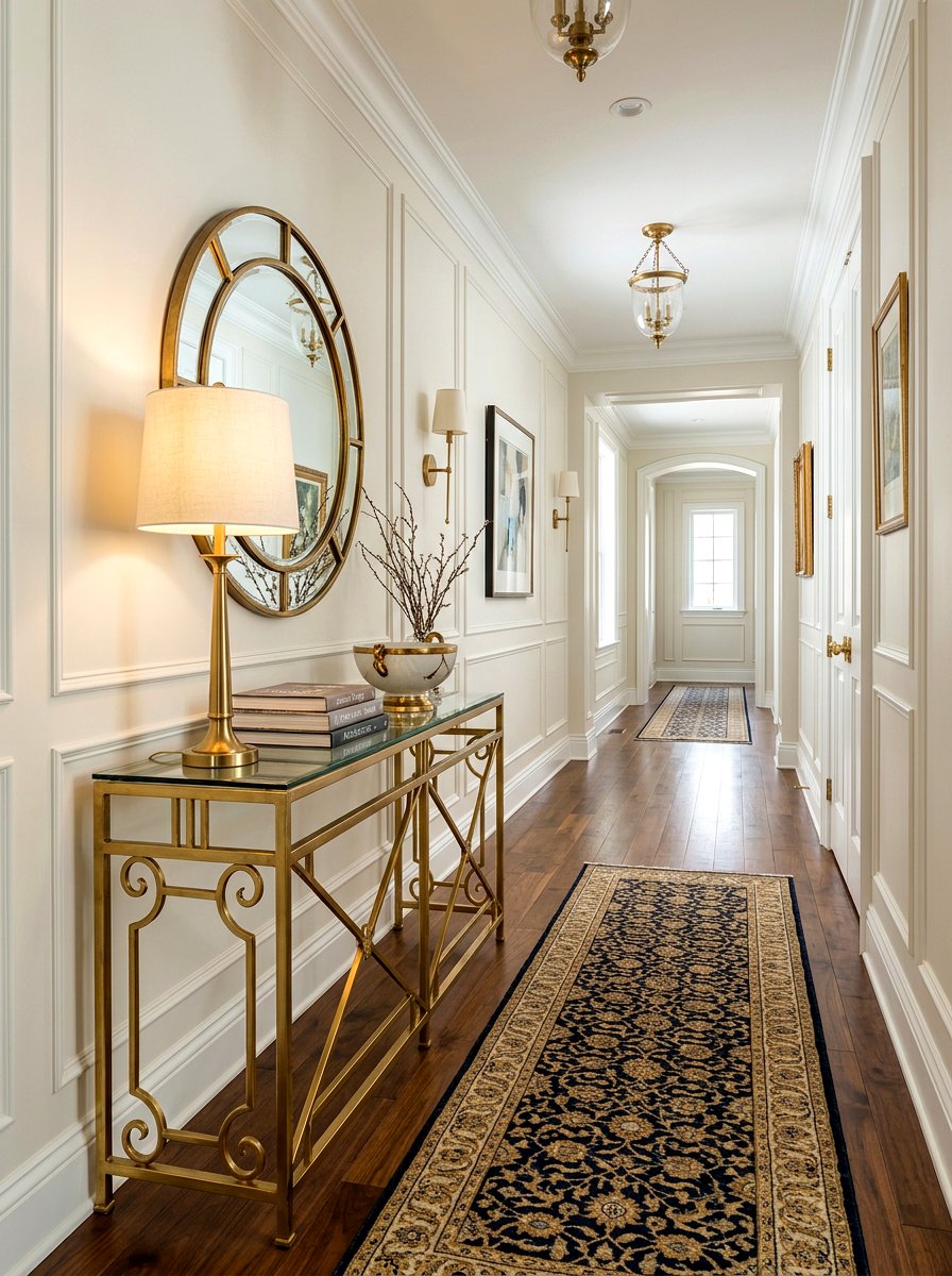 Brass Console Table - 30 brass decor ideas