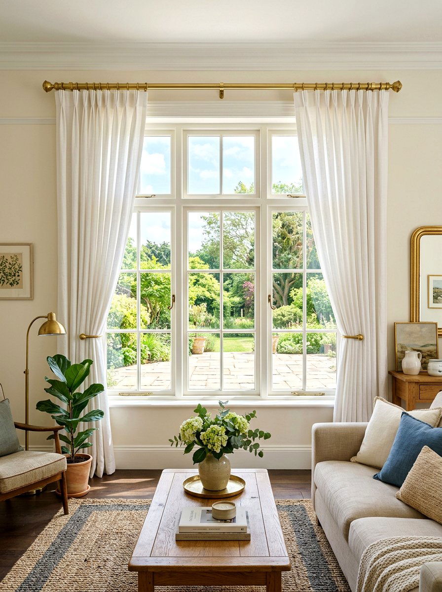 Brass Curtain Rods - 30 polished metal decor ideas