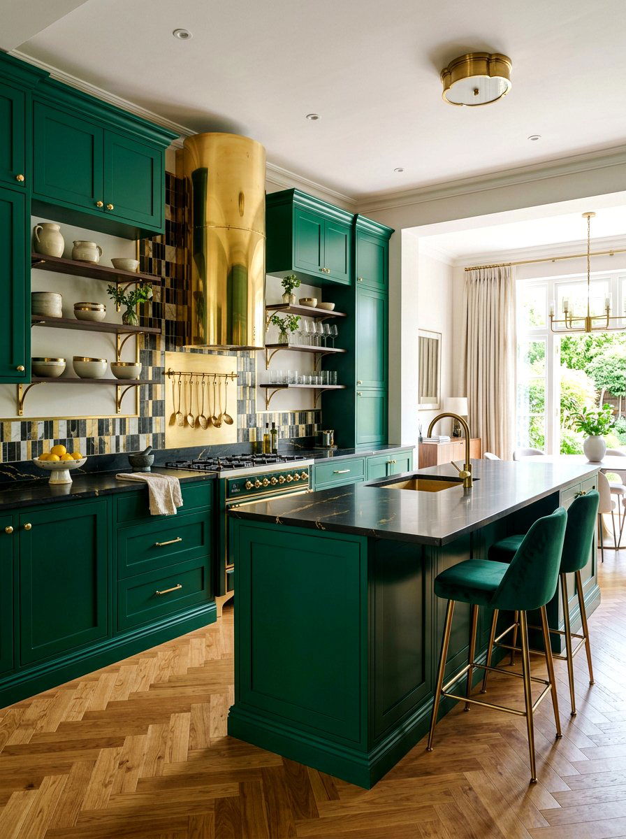 Brass Cylinder Hood Modern Kitchen - 30 rounded kitchen hood ideas