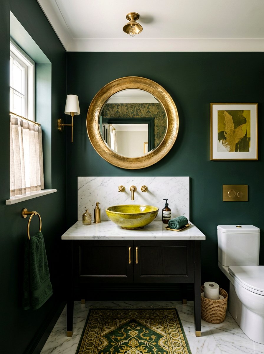 Brass Faucet Chartreuse Sink - 30 chartreuse powder room ideas
