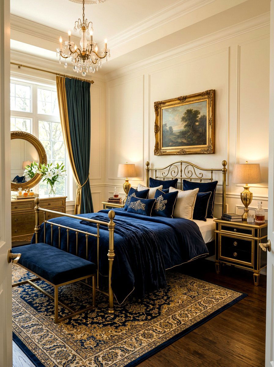 Brass Finish Bed - 30 elevated bedscape ideas