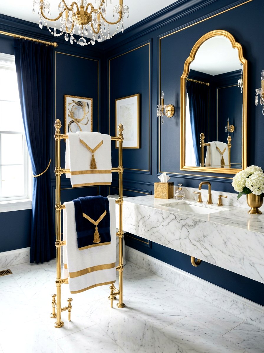Brass Finish Towel Ladder - 30 towel ladder ideas