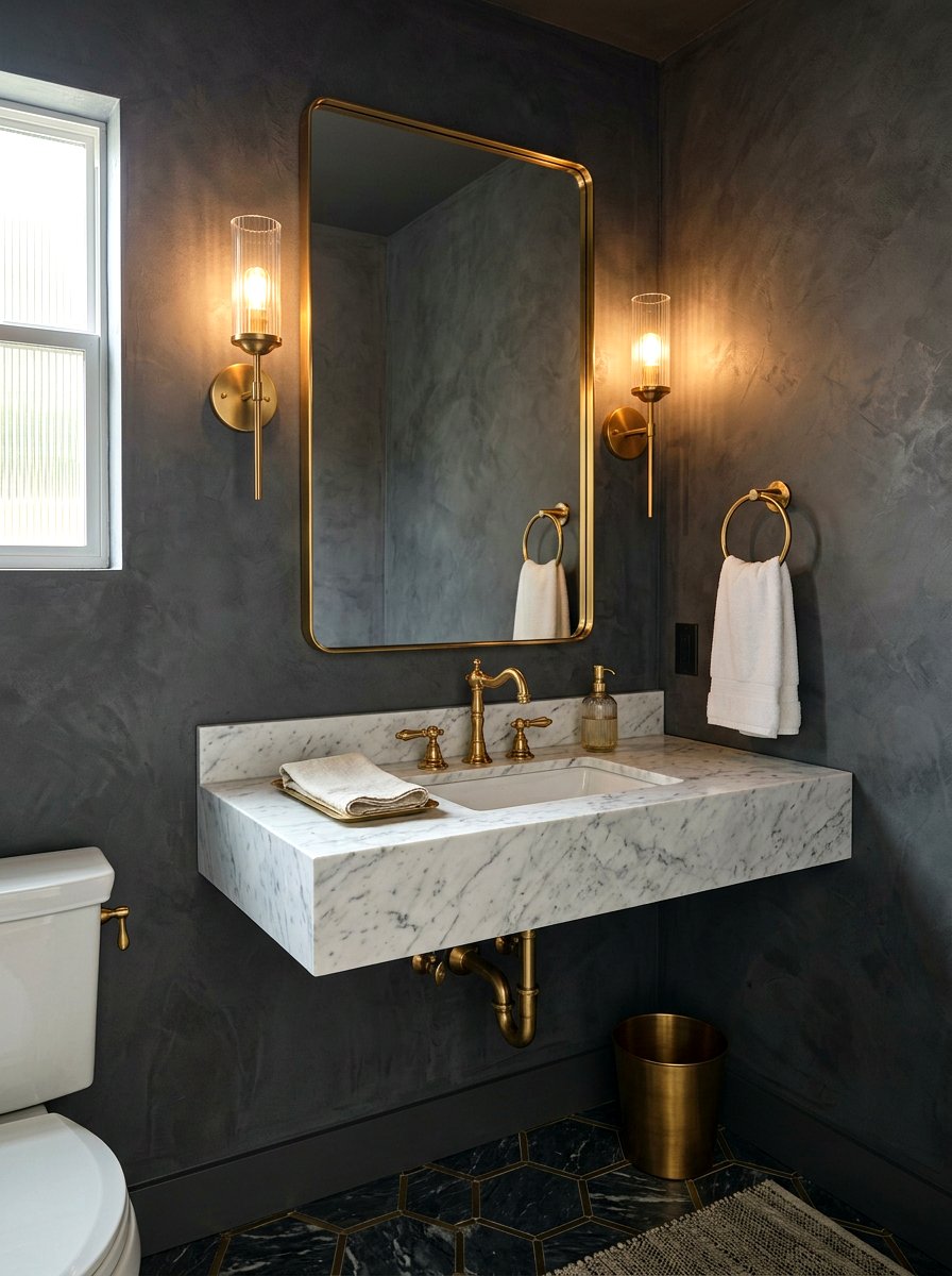Brass Fixture Powder Room - 30 tiny powder bath ideas