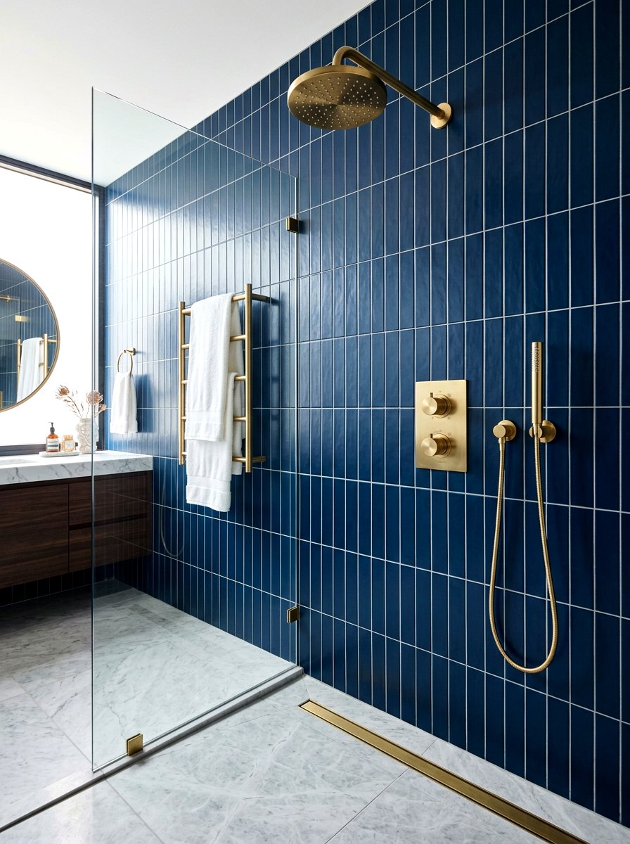 Brass Fixture Shower - 30 curbless shower ideas