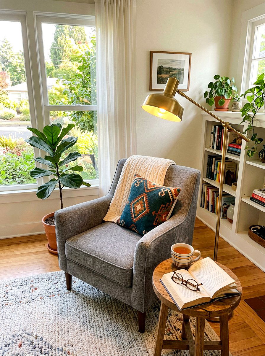 Brass Floor Lamp - 30 thrifted home decor ideas