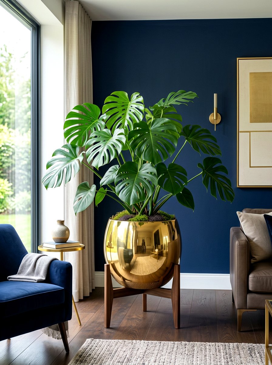 Brass Floor Planters - 30 modern planter ideas