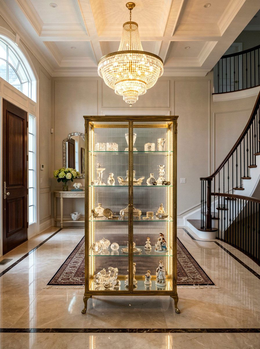 Brass Framed Fluted Glass Curio Cabinet - 30 ribbed glass cabinet ideas