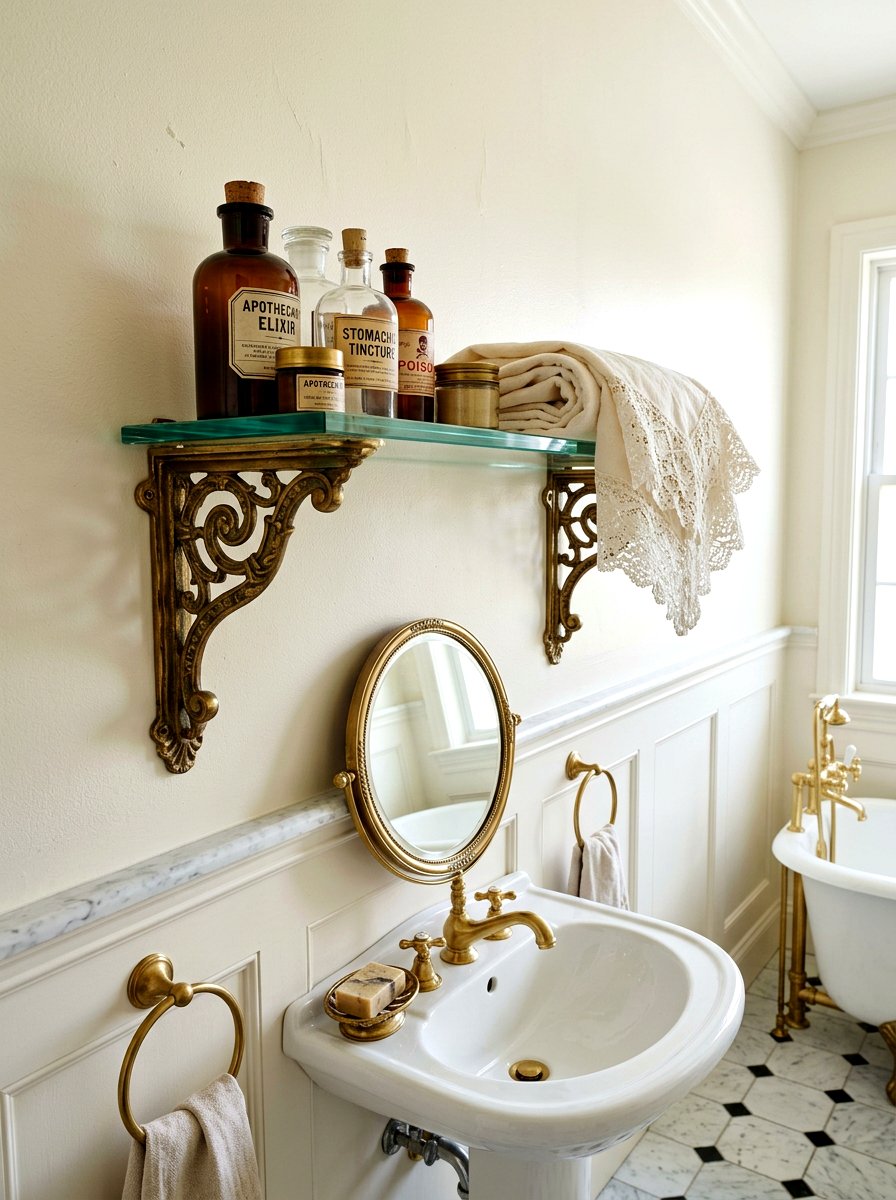 Brass Glass Bathroom Shelf - 30 bathroom shelf decor ideas