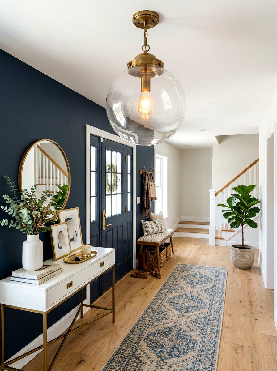 Brass Globe Pendant - 30 foyer chandelier ideas