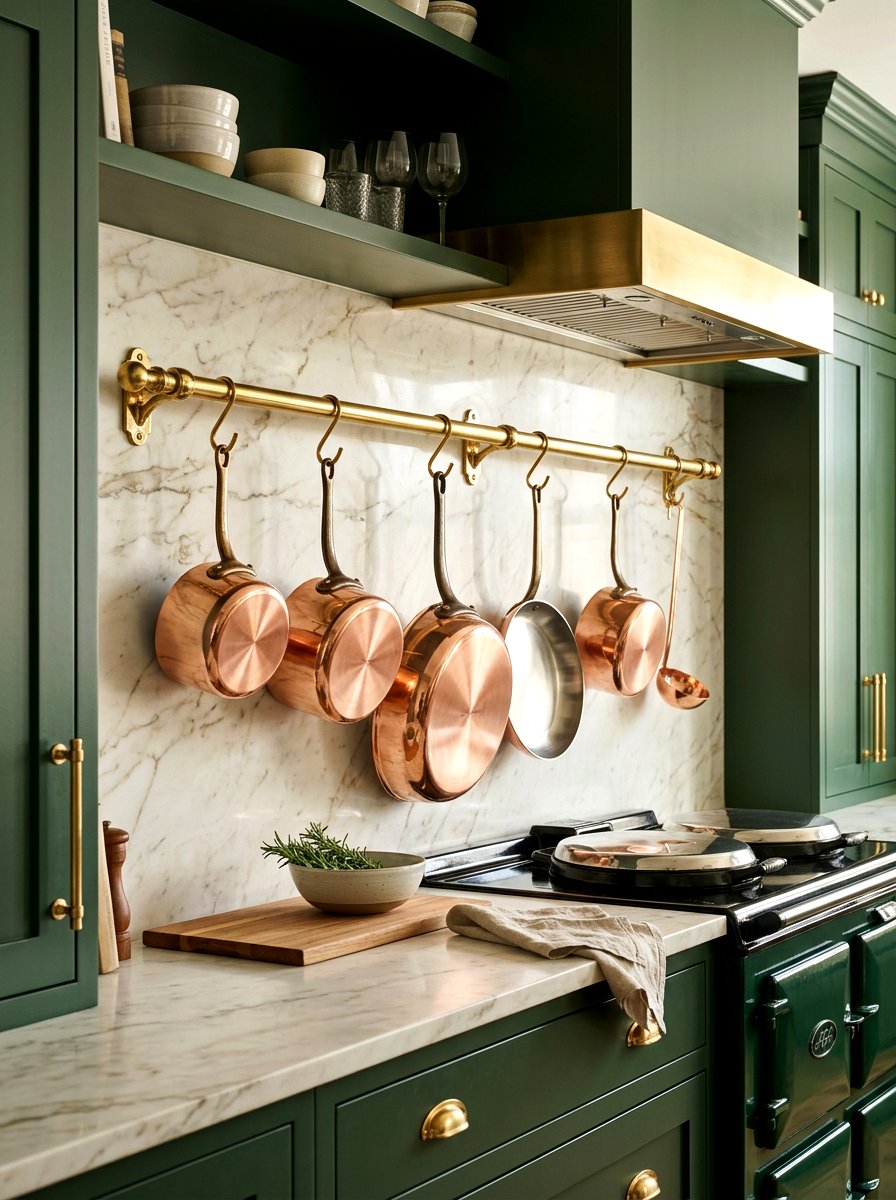 Brass Hanging Rail Rack - 30 hanging pot rack ideas