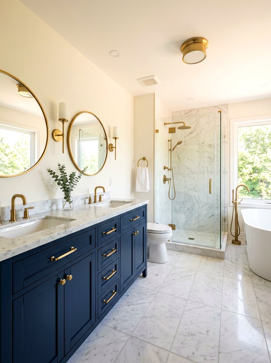 Brass Hardware - 30 modern bathroom ideas