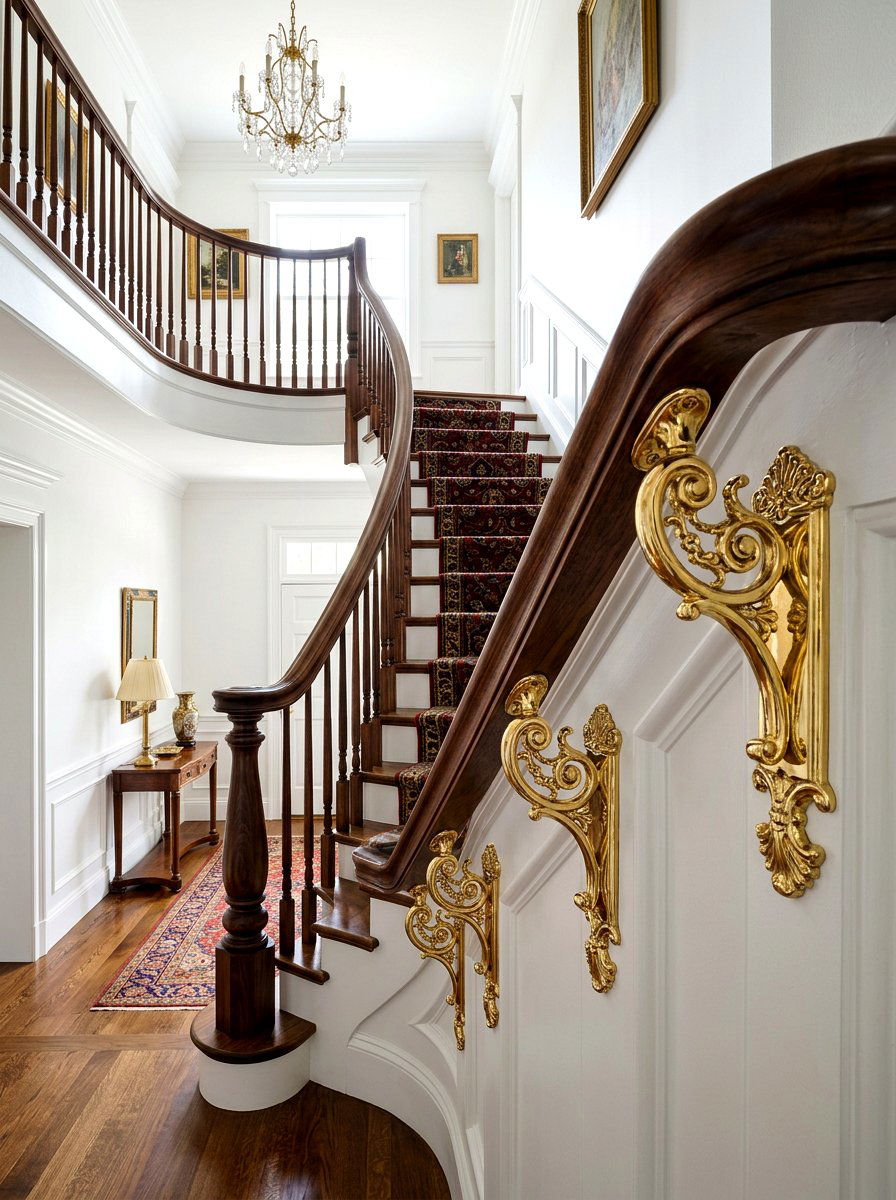 Brass Hardware - 30 staircase decor ideas