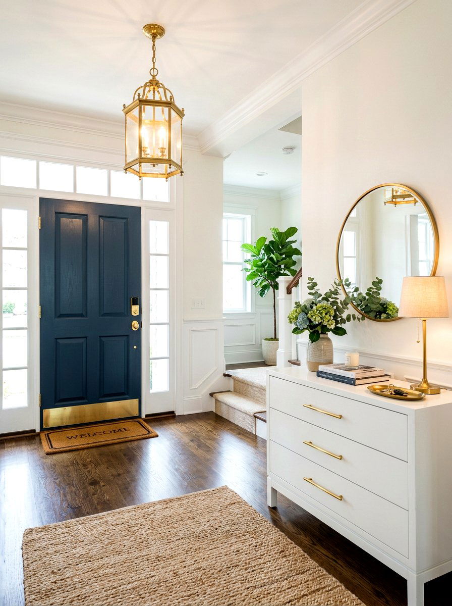 Brass Hardware Accents - 30 Hamptons entryway ideas