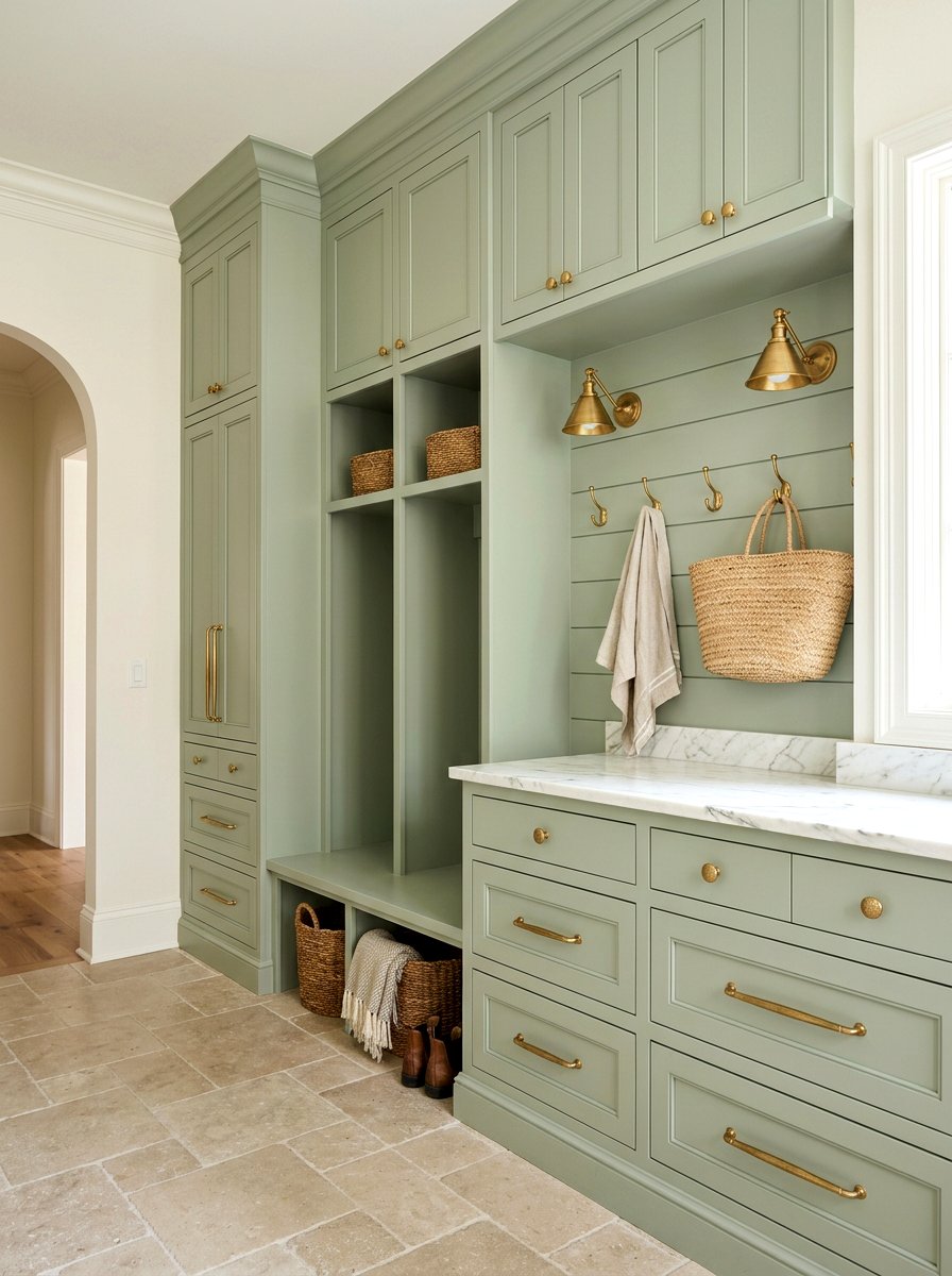 Brass Hardware Accents - 30 quiet luxury mudroom ideas