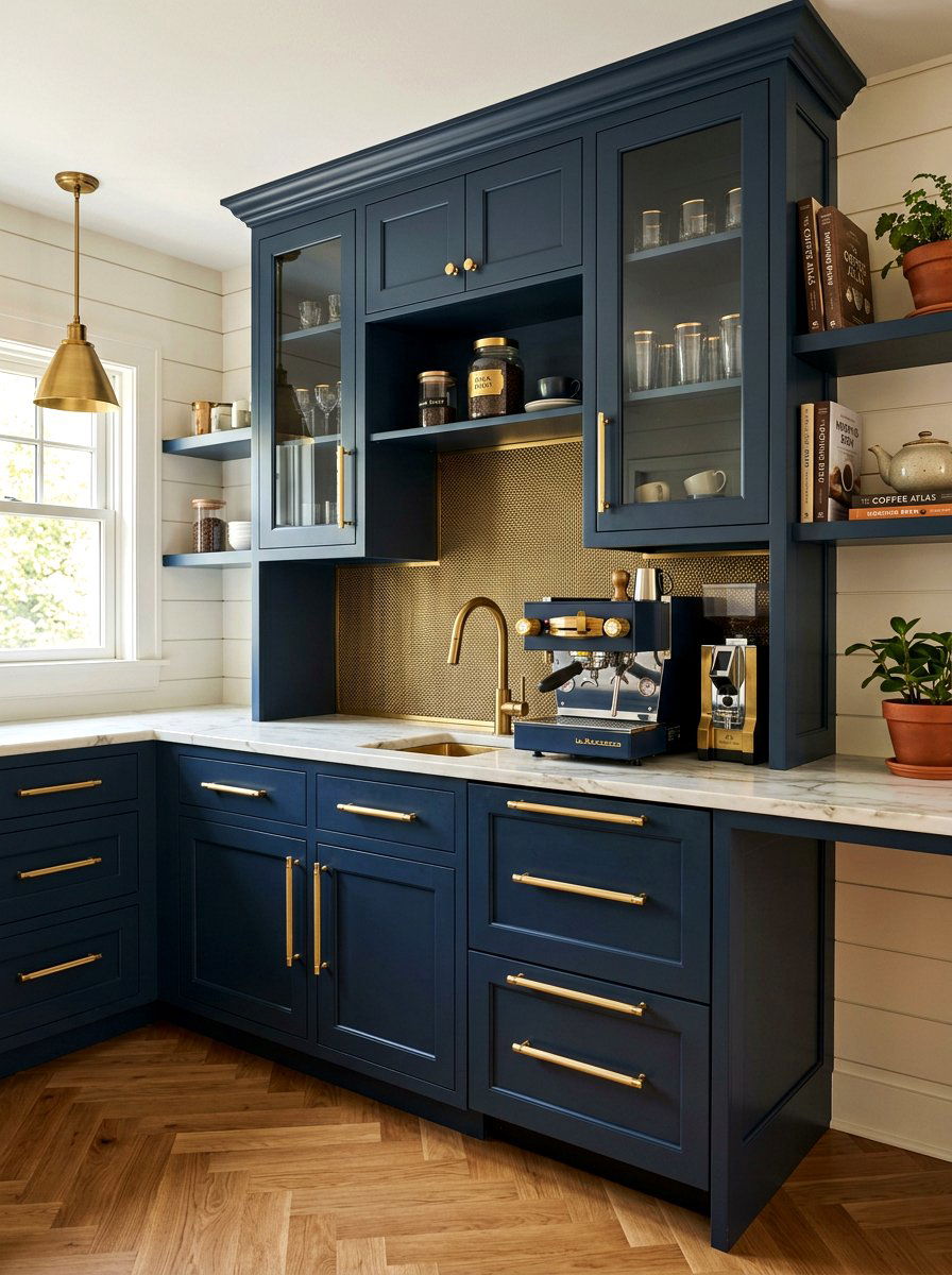 Brass Hardware Coffee Cabinet - 30 appliance garage coffee station ideas