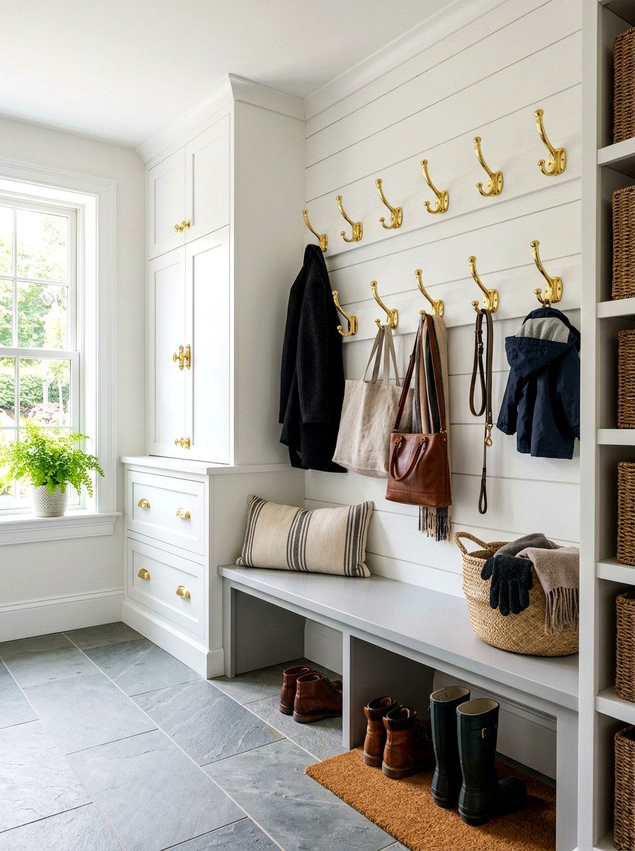Brass Hardware Details - 30 English mudroom ideas