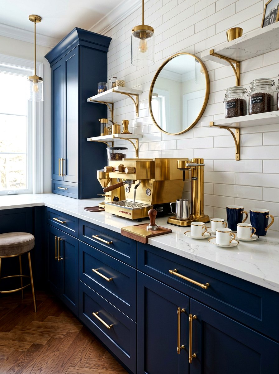 Brass Hardware Espresso Bar - 30 espresso nook kitchen ideas