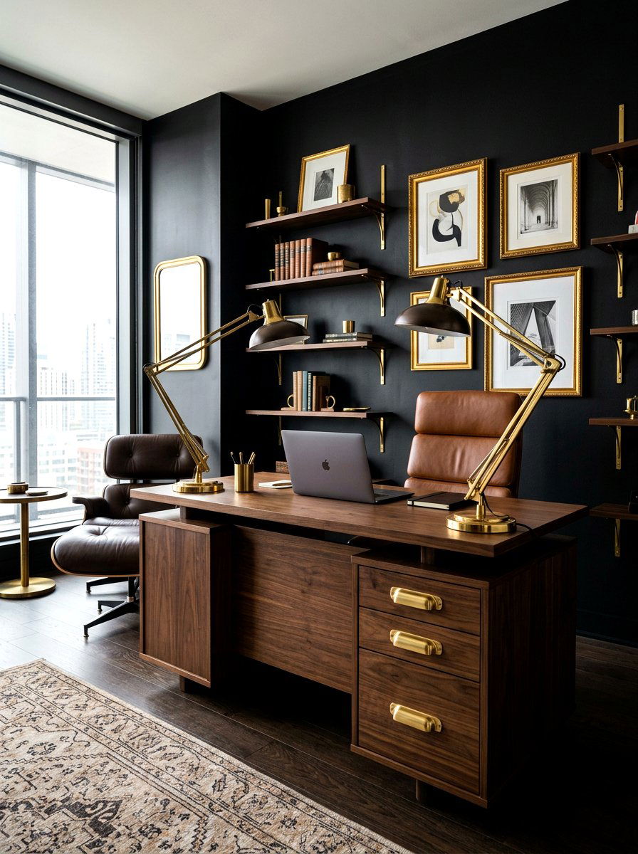 Brass Hardware Finishes - 30 moody editor office ideas