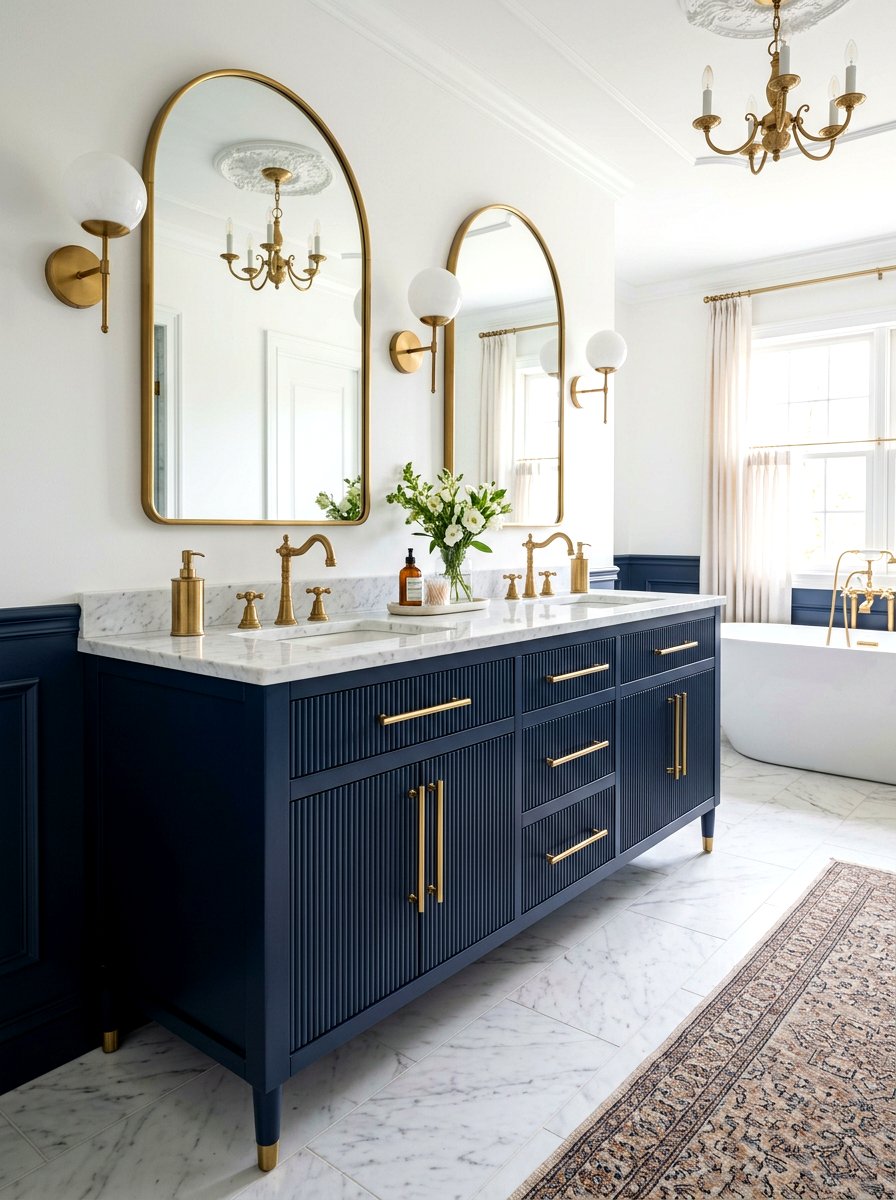 Brass Hardware Fluted Vanity - 30 fluted vanity ideas