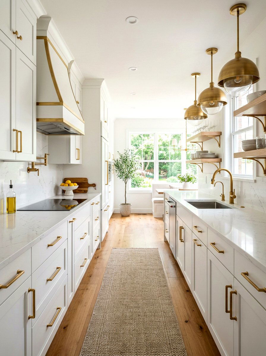 Brass Hardware Galley Kitchen - 30 galley kitchen ideas