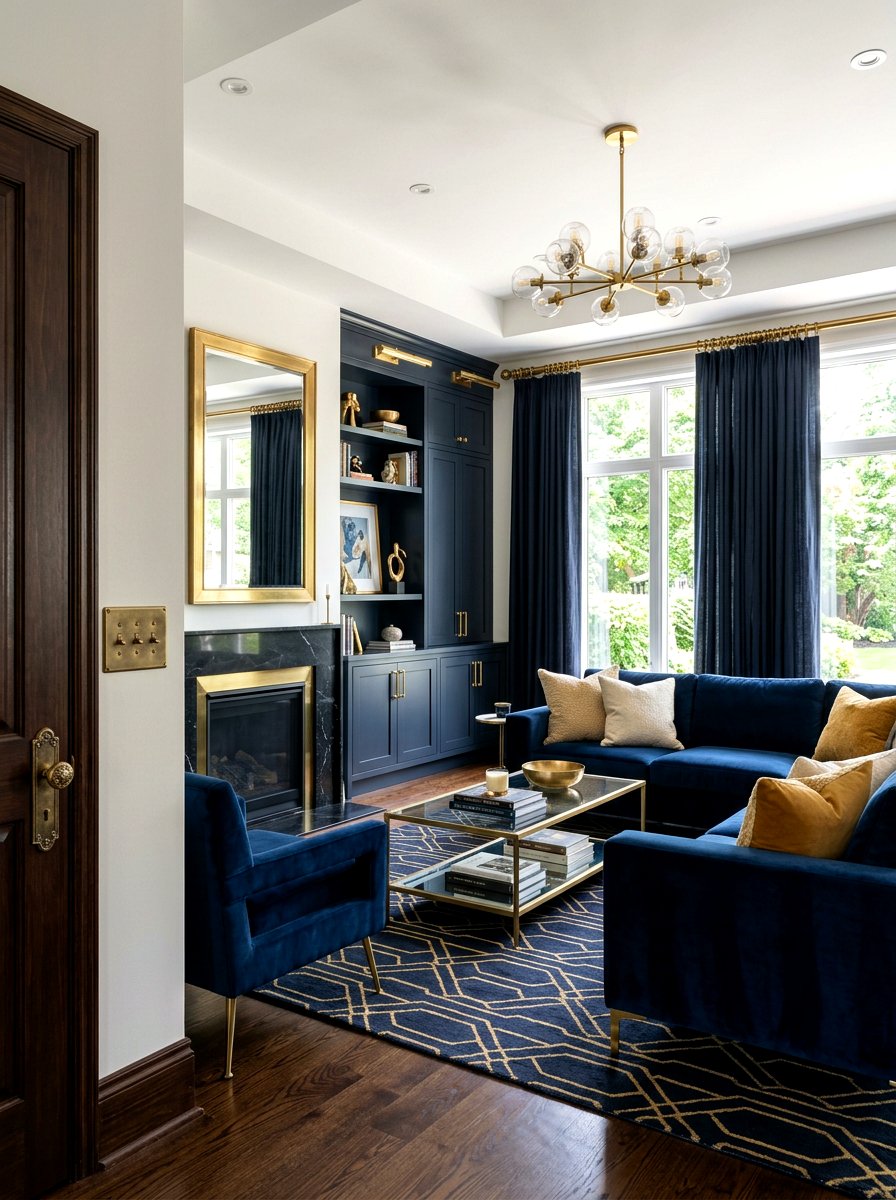 Brass Hardware Living Room - 30 moody English living room ideas