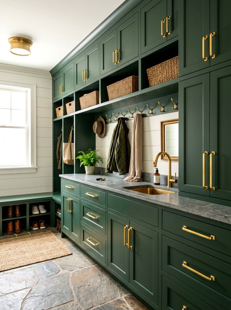 Brass Hardware Mudroom Accents - 30 moody mudroom ideas