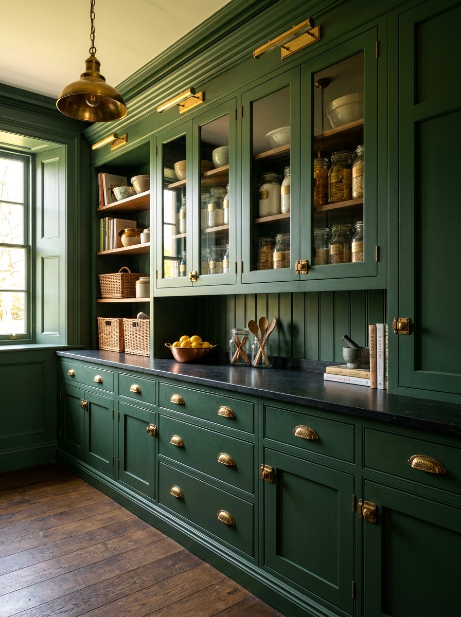 Brass Hardware Pantry - 30 traditional prep kitchen ideas